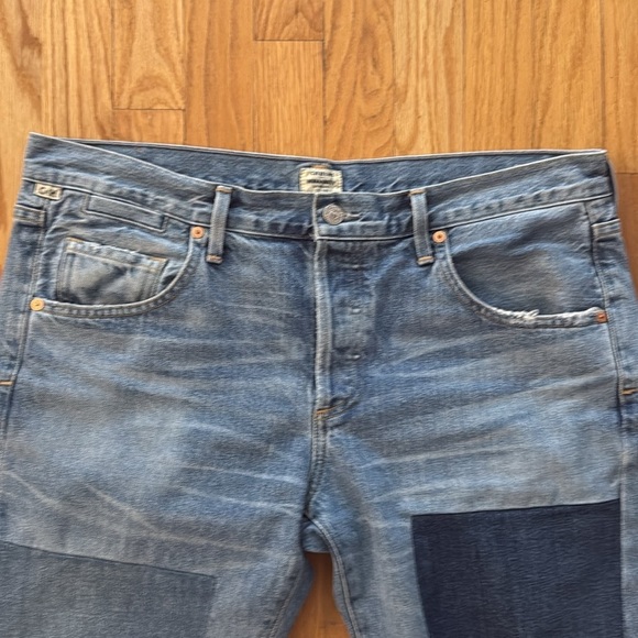 Citizens Of Humanity sz 30 Emerson Straight Crop Two-Tone Blue patch great cond - Picture 2 of 7